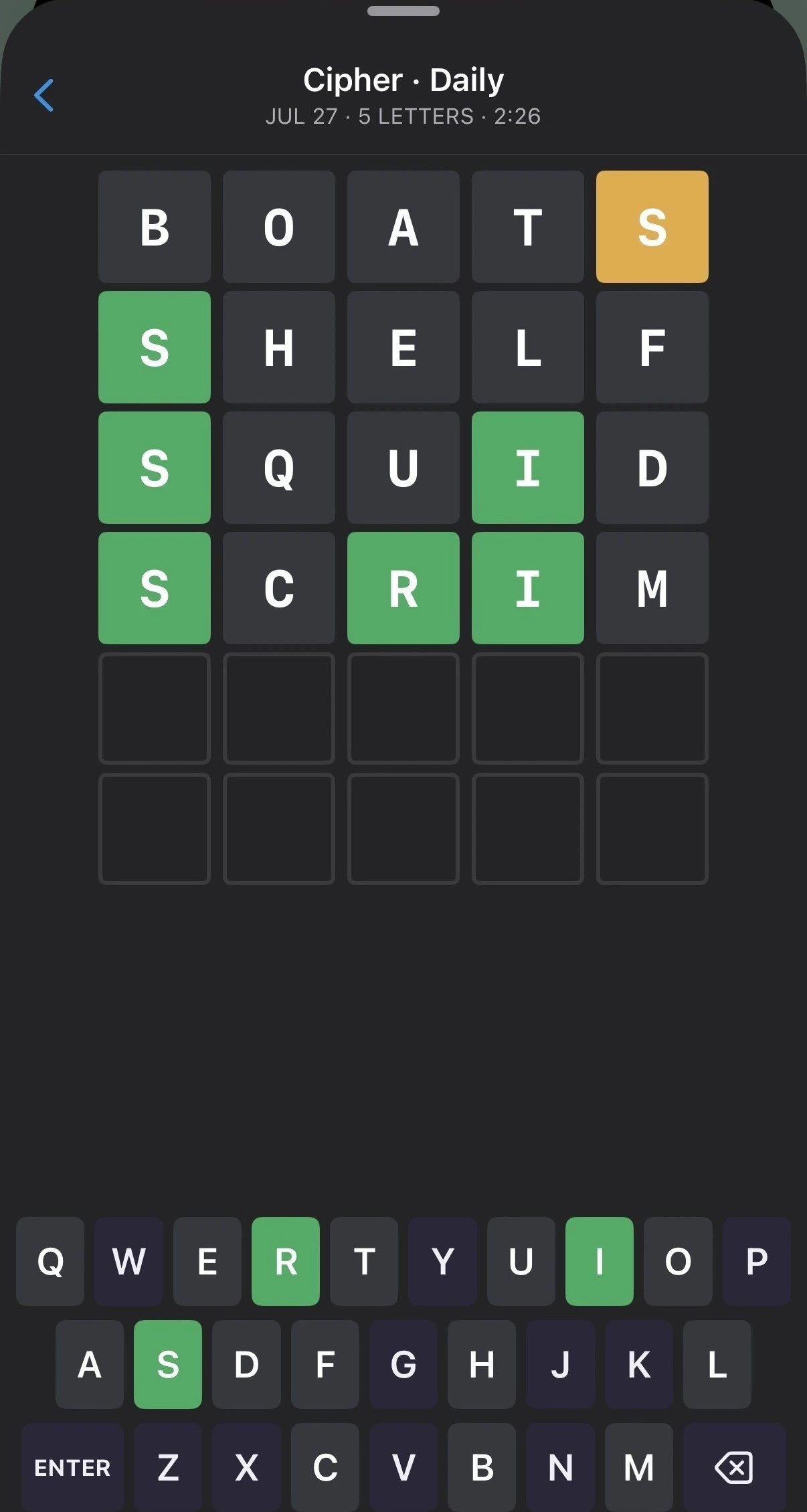 Cipher word puzzle game mode 1