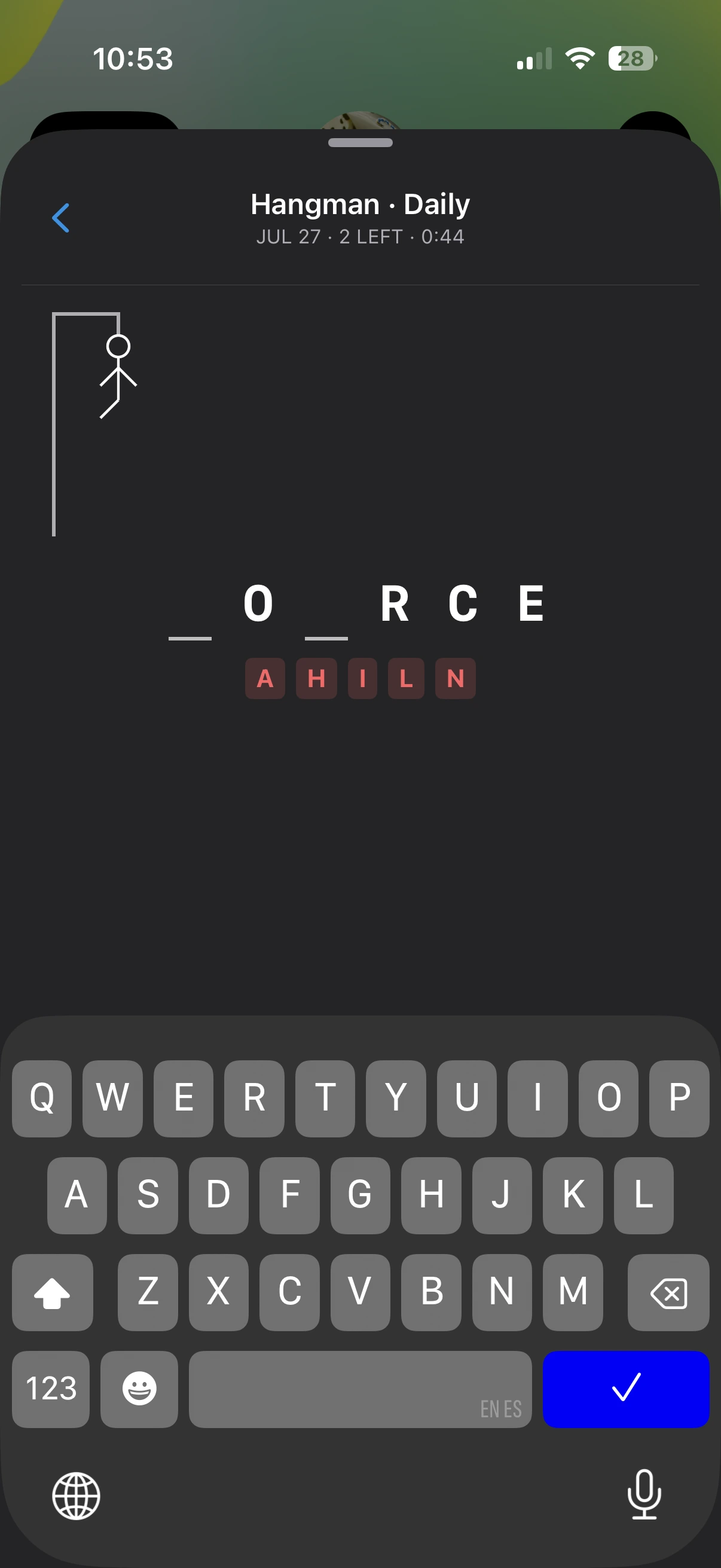 Cipher word puzzle hangman game mode