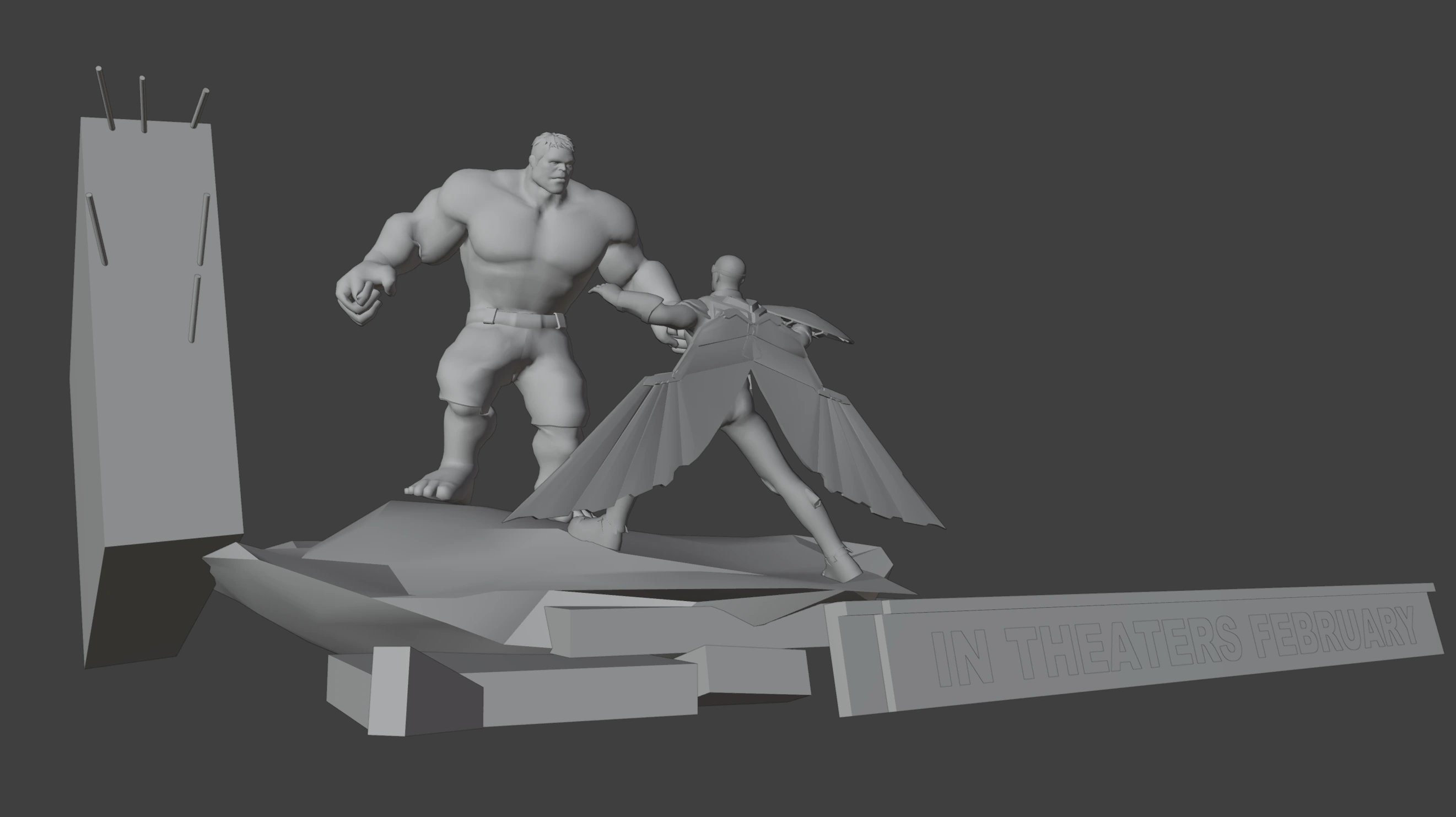 Hulk vs. Falcon battle scene