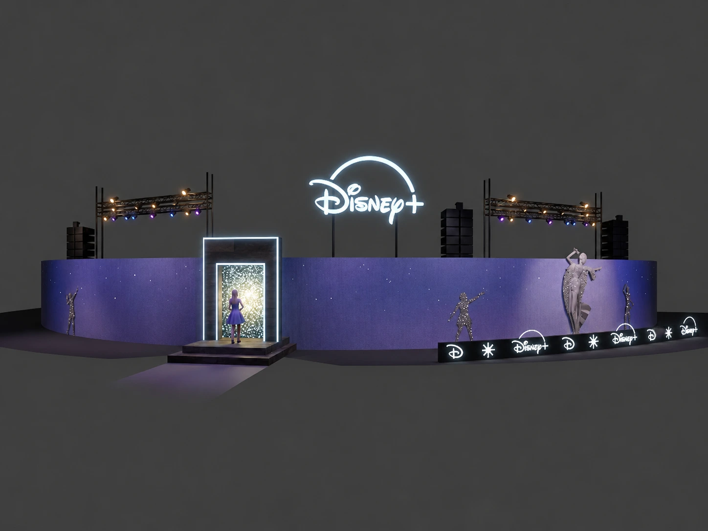 Taylor Swift experience environment with stage design and crowd barriers