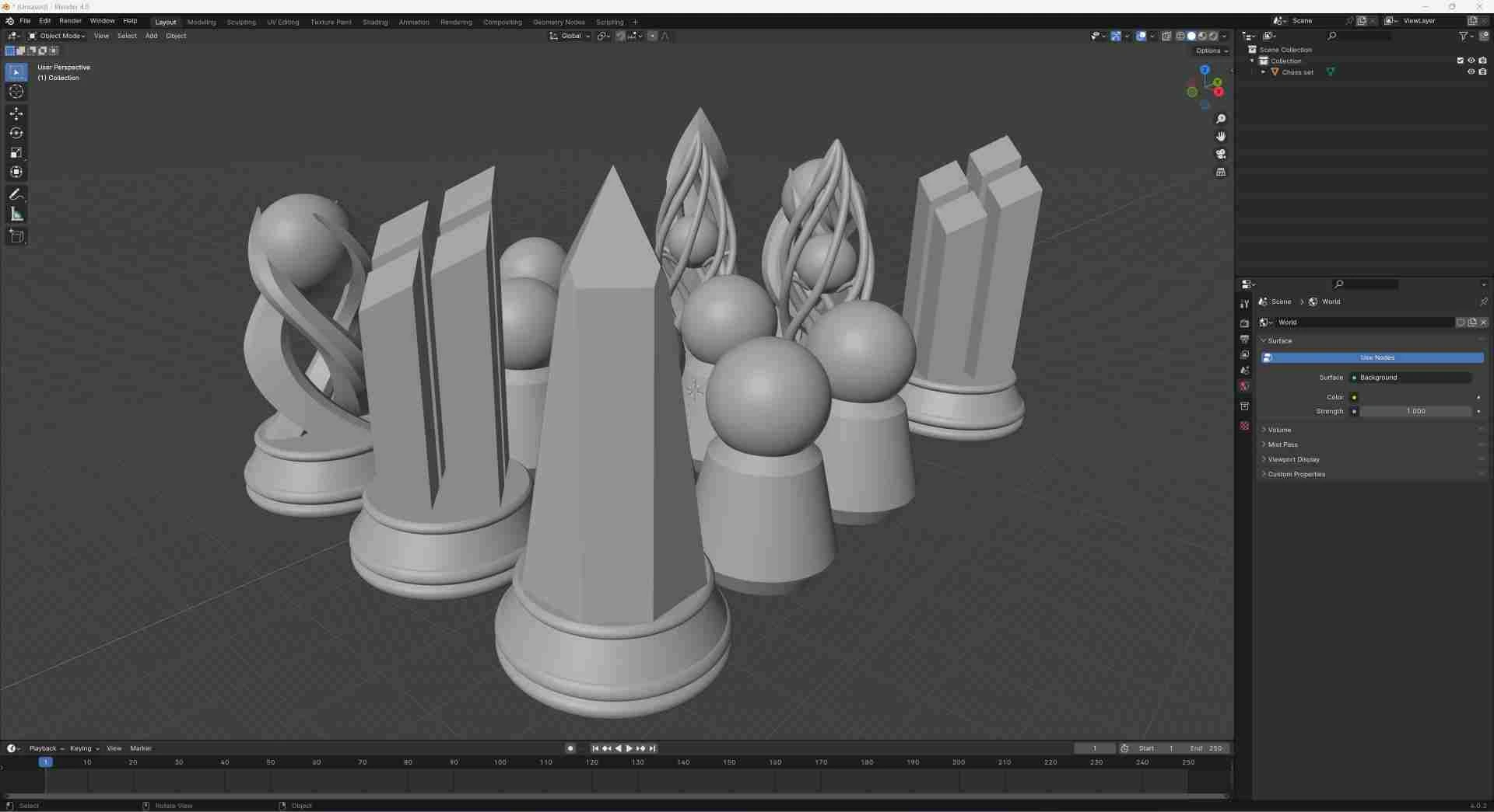 Custom chess sets demonstrating thematic design and piece differentiation