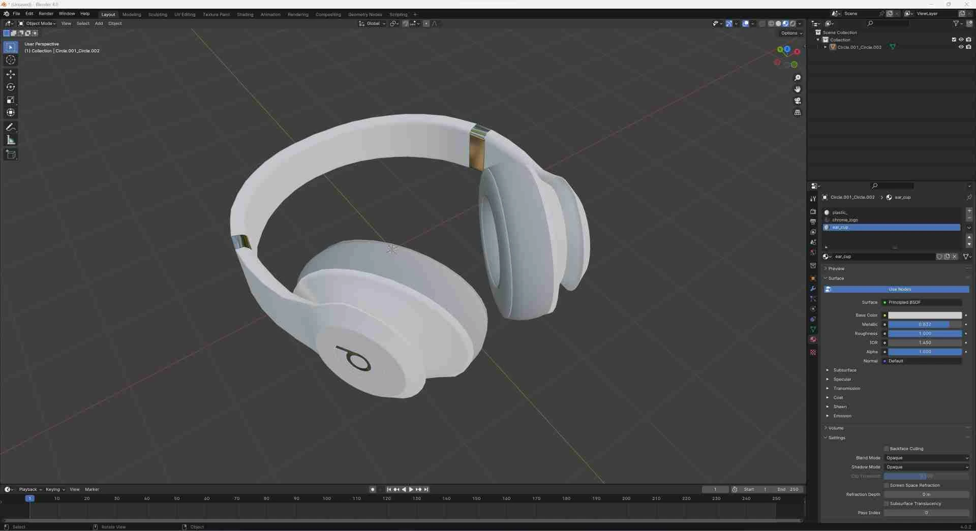 Beats by Dre headphone model with ear cup details and headband mechanism
