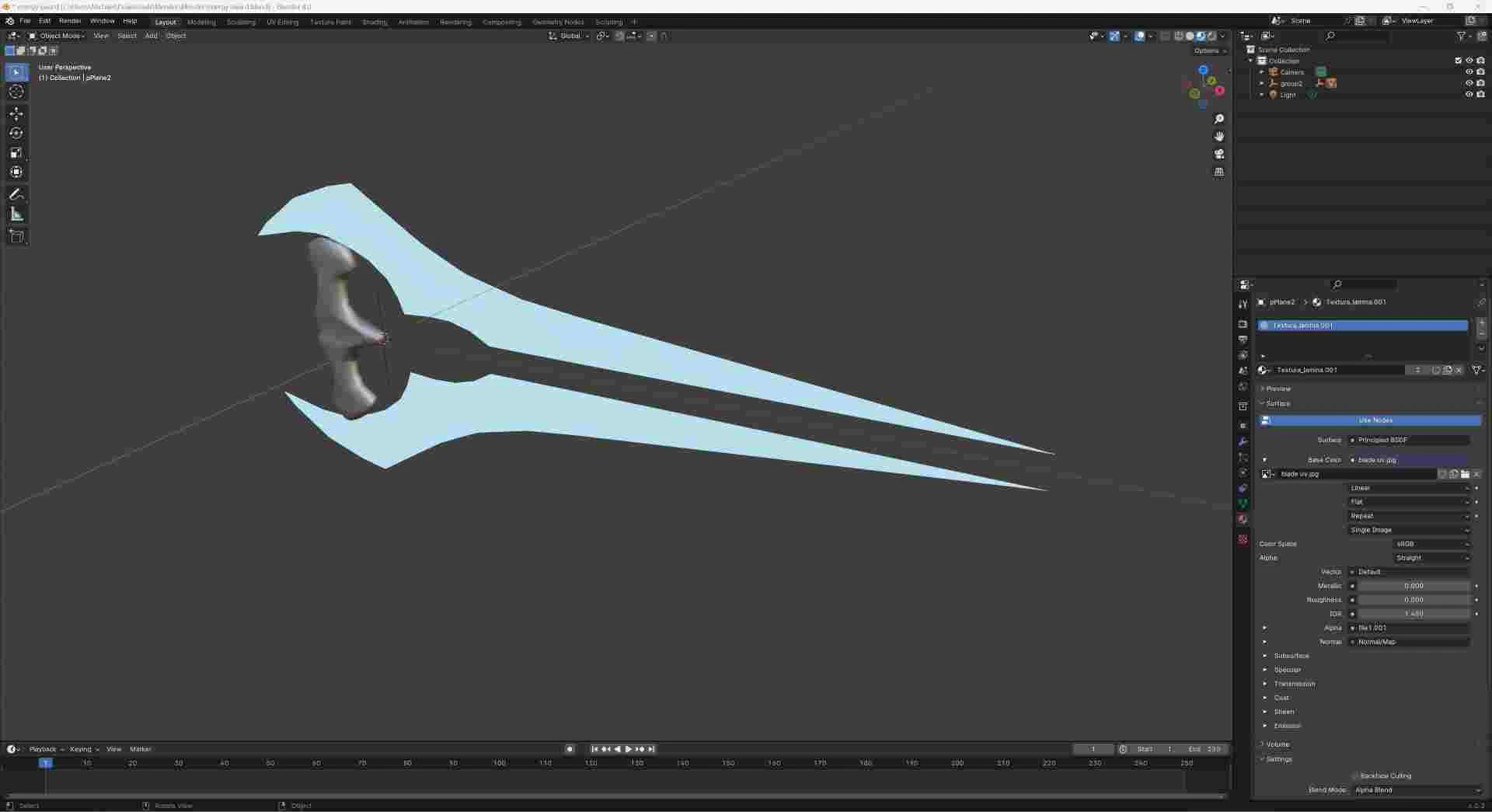Halo energy sword model with plasma blade details and hilt design