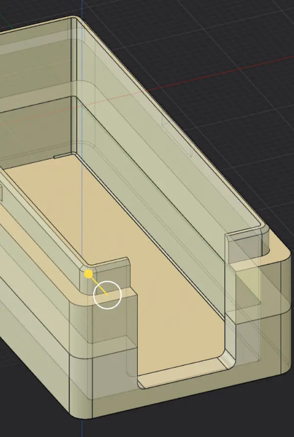 A CAD model of a HelmHUD enclosure.