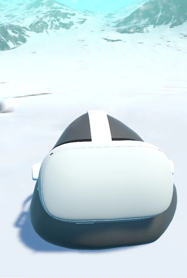 A white vehicle in a snowy mountain gameplay scene.